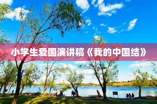小学生爱国演讲稿《我的中国结》 小学生爱国演讲稿《我的中国结》