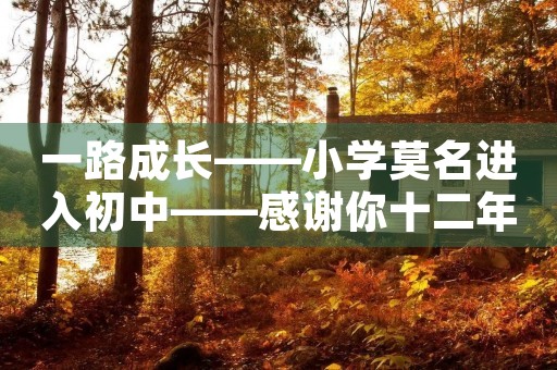 一路成长——小学莫名进入初中——感谢你十二年义务教育
