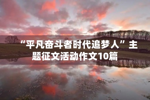 “平凡奋斗者时代追梦人”主题征文活动作文10篇 “平凡奋斗者时代追梦人”主题征文活动作文10篇
