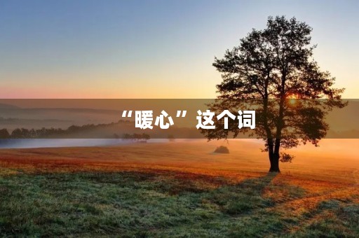 “暖心”这个词，是怎么来的？