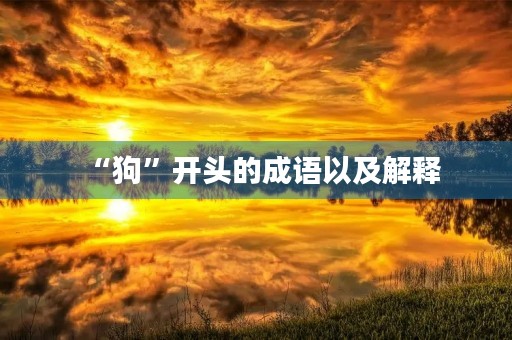 “狗”开头的成语以及解释 “狗”开头的成语以及解释