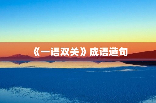 《一语双关》成语造句