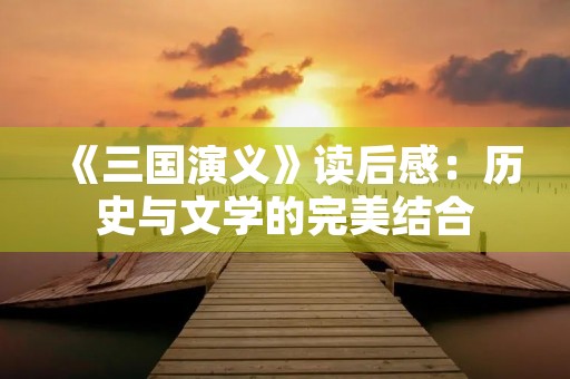《三国演义》读后感：历史与文学的完美结合