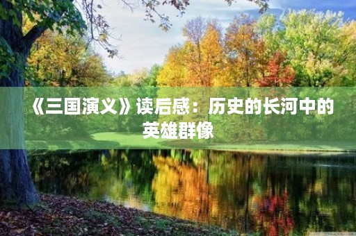 《三国演义》读后感：历史的长河中的英雄群像