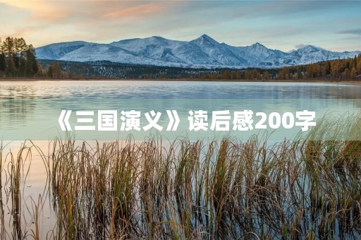 《三国演义》读后感200字