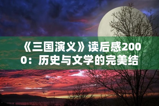 《三国演义》读后感2000：历史与文学的完美结合