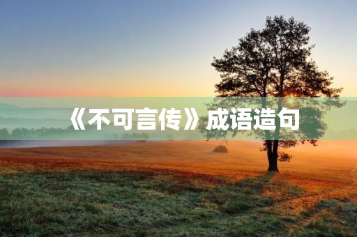 《不可言传》成语造句