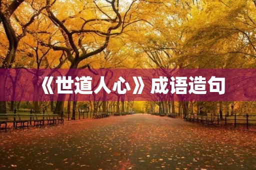 《世道人心》成语造句