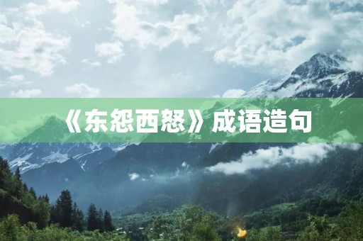 《东怨西怒》成语造句 《东怨西怒》成语造句