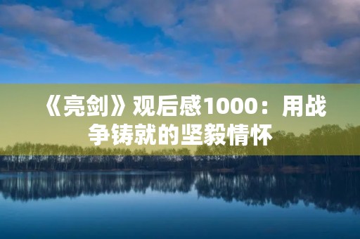 《亮剑》观后感1000：用战争铸就的坚毅情怀