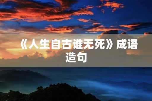 《人生自古谁无死》成语造句 《人生自古谁无死》成语造句