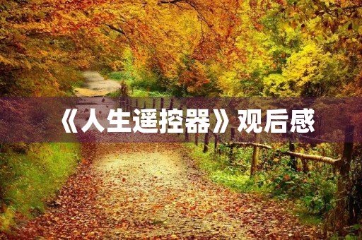 《人生遥控器》观后感