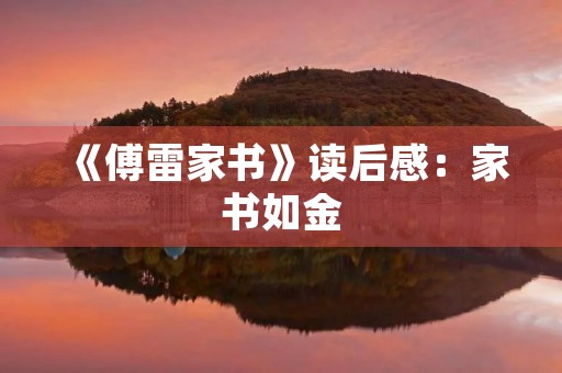 《傅雷家书》读后感：家书如金，珍藏于心