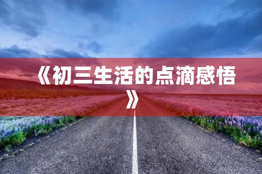 《初三生活的点滴感悟》