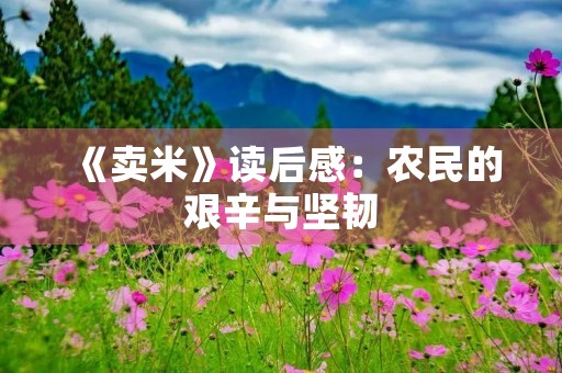 《卖米》读后感：农民的艰辛与坚韧