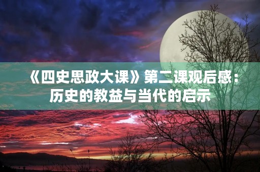 《四史思政大课》第二课观后感：历史的教益与当代的启示