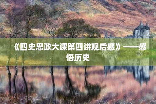 《四史思政大课第四讲观后感》——感悟历史，铸就未来