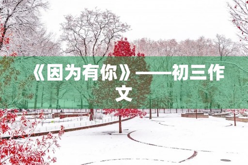 《因为有你》——初三作文