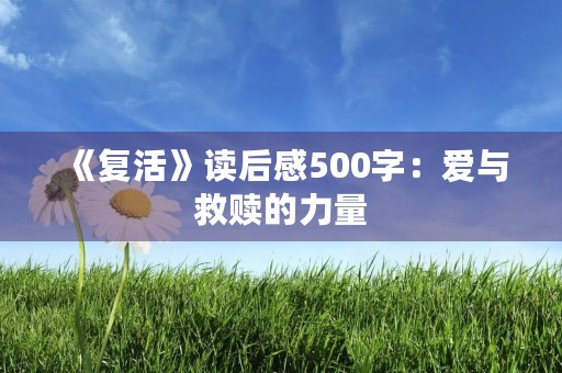 《复活》读后感500字：爱与救赎的力量