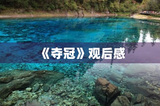 《夺冠》观后感