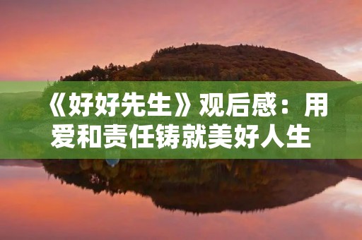 《好好先生》观后感：用爱和责任铸就美好人生