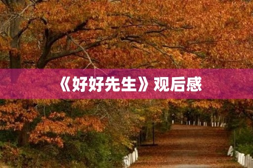 《好好先生》观后感 《好好先生》观后感