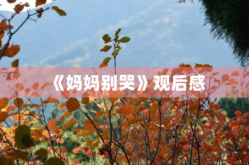 《妈妈别哭》观后感 《妈妈别哭》观后感