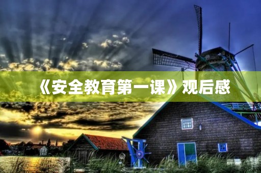 《安全教育第一课》观后感