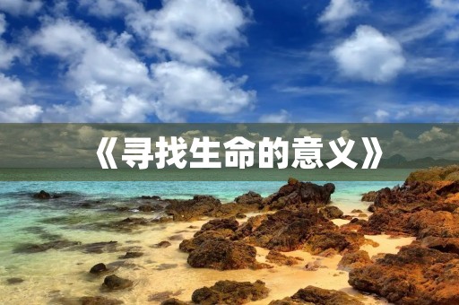 《寻找生命的意义》 《寻找生命的意义》