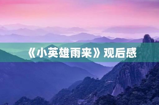 《小英雄雨来》观后感