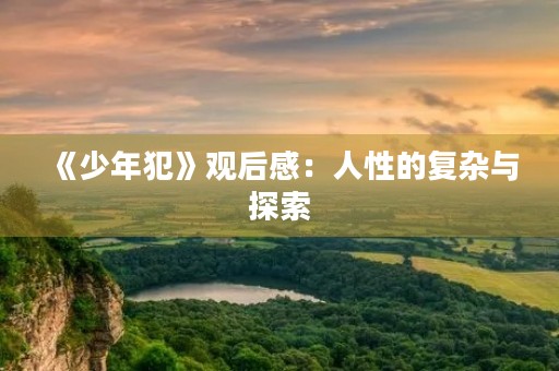 《少年犯》观后感:人性的复杂与探索 《少年犯》观后感:人性的复杂与探索
