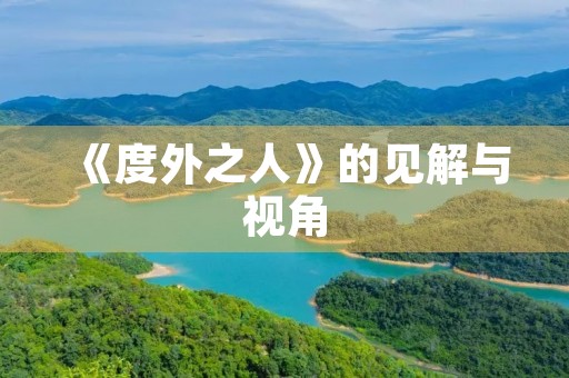 《度外之人》的见解与视角 《度外之人》的见解与视角