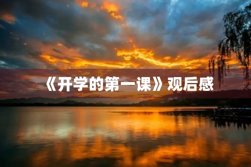《开学的第一课》观后感