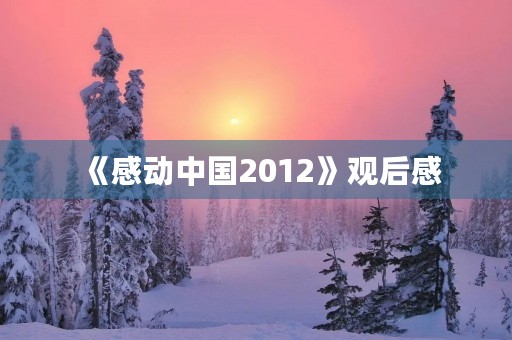 《感动中国2012》观后感 《感动中国2012》观后感