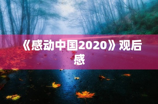 《感动中国2020》观后感 《感动中国2020》观后感