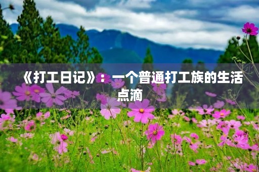 《打工日记》:一个普通打工族的生活点滴 《打工日记》:一个普通打工族的生活点滴