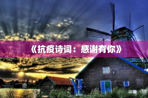 《抗疫诗词：感谢有你》