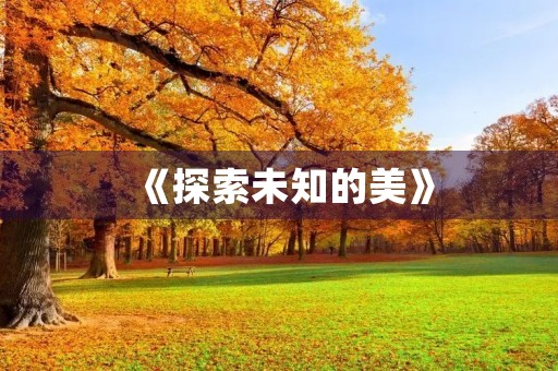 《探索未知的美》