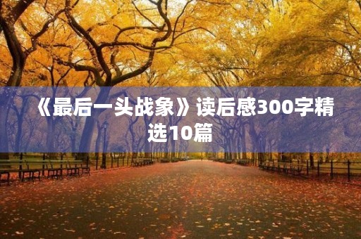《最后一头战象》读后感300字精选10篇 《最后一头战象》读后感300字精选10篇