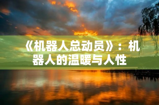 《机器人总动员》:机器人的温暖与人性 《机器人总动员》:机器人的温暖与人性