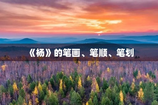 《杨》的笔画、笔顺、笔划(杨笔顺) 《杨》的笔画、笔顺、笔划(杨笔顺)
