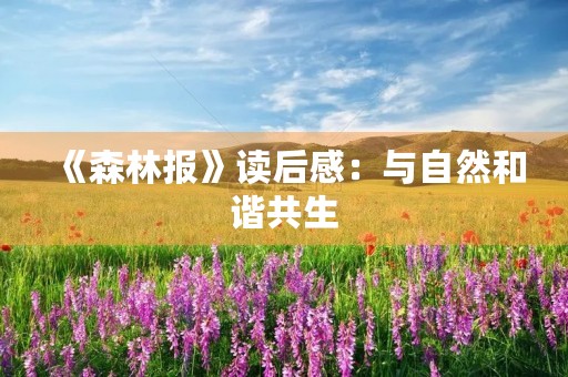 《森林报》读后感:与自然和谐共生 《森林报》读后感:与自然和谐共生