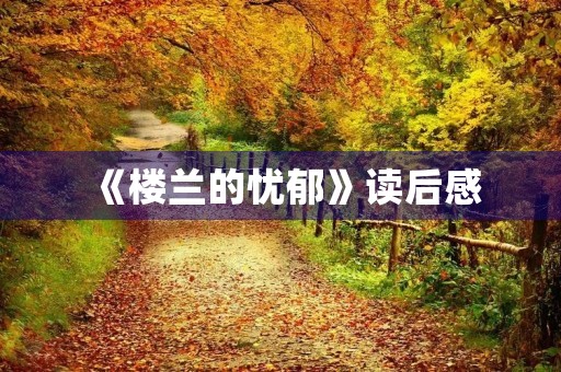 《楼兰的忧郁》读后感