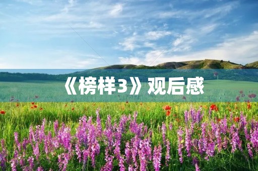 《榜样3》观后感 《榜样3》观后感
