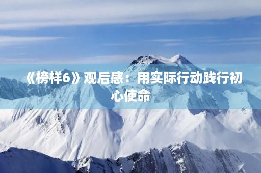 《榜样6》观后感：用实际行动践行初心使命