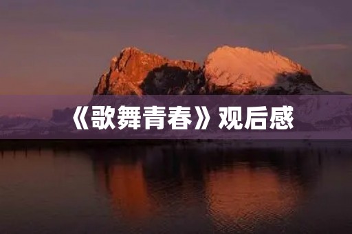 《歌舞青春》观后感 《歌舞青春》观后感