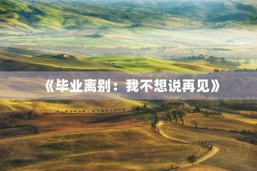 《毕业离别:我不想说再见》 《毕业离别:我不想说再见》