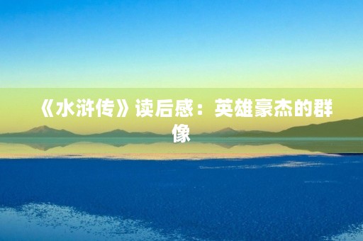 《水浒传》读后感：英雄豪杰的群像