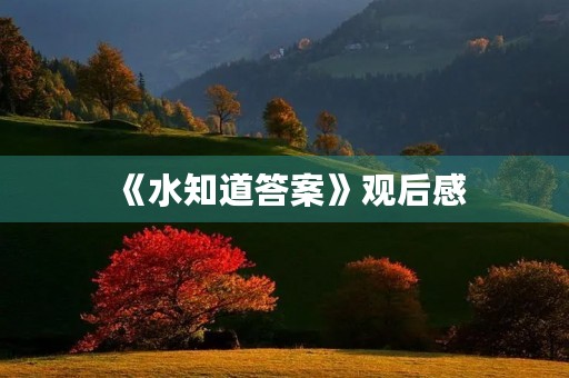 《水知道答案》观后感 《水知道答案》观后感