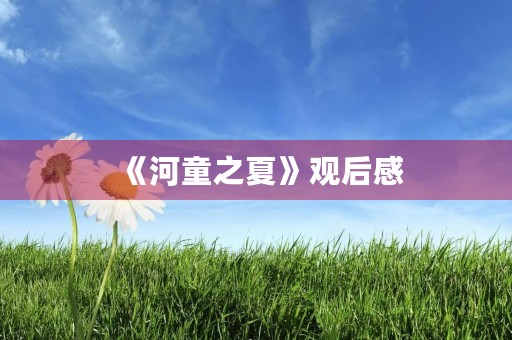 《河童之夏》观后感